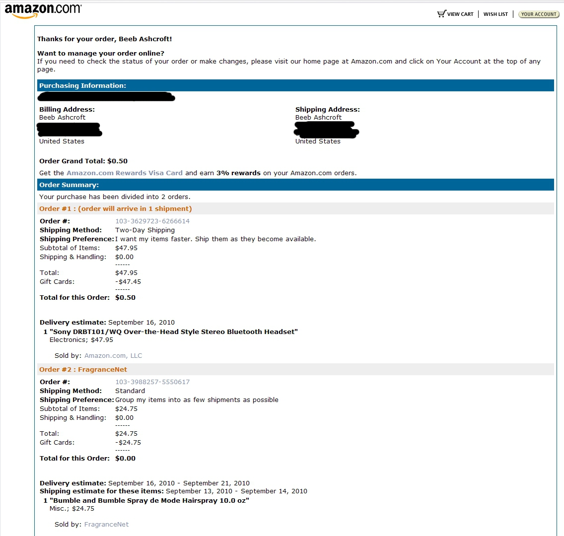 how to get a receipt for amazon purchase