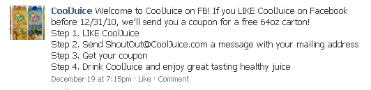 CoolJuice Free Coupon Offer