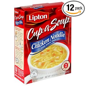 Lipton Cup-a-Soup, Chicken Noodle with White Meat, 4-Count Pouches per Box (Pack of 12)