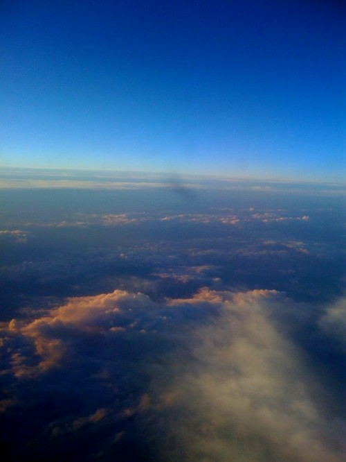 View of clouds from a plane window
